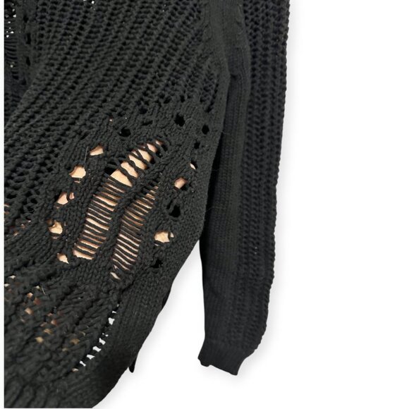 Olivaceous Cotton Cardigan with Open weave, Black, Size L - Picture 12 of 16